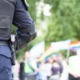 Police officer on duty during LGBT pride parade