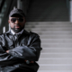 African-American security guard in building