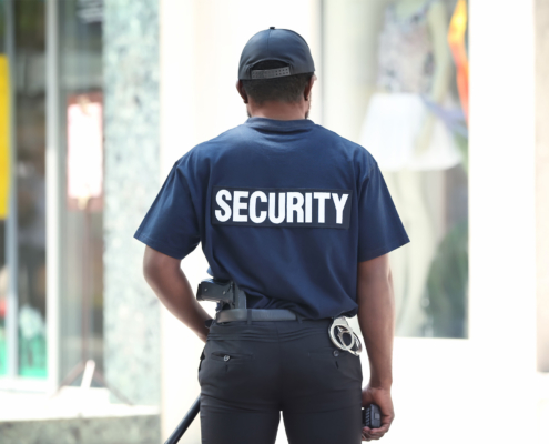 Male security guard outdoors